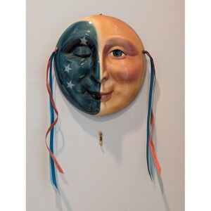 Vintage About Face Clay Art Moon Sun Celestial Mask Mystical San Francisco USA